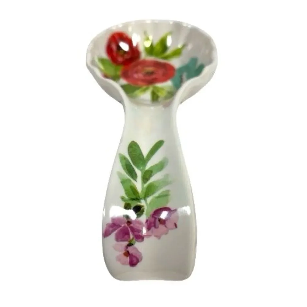 Vintage The Pioneer Women Spoon Rest Red Poppies Floral Pattern Melamine 8.75